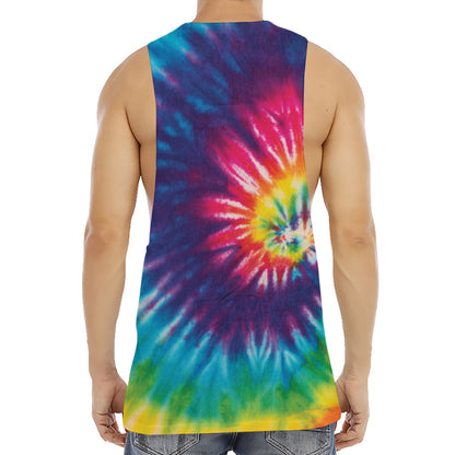 Rainbow Tie Dye Print Men's Muscle Tank Top
