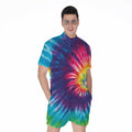 Rainbow Tie Dye Print Men's Romper