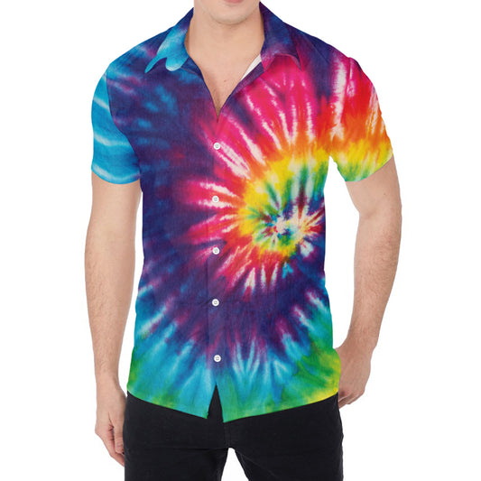 Rainbow Tie Dye Print Men's Shirt