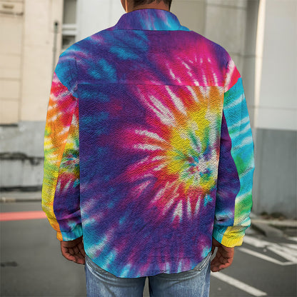 Rainbow Tie Dye Print Men's Shirt Jacket
