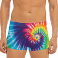 Rainbow Tie Dye Print Men's Short Boxer Briefs