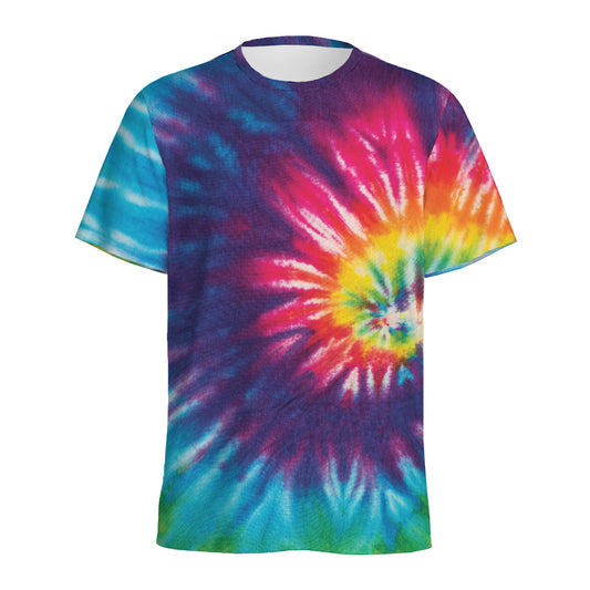 Rainbow Tie Dye Print Men's Sports T-Shirt