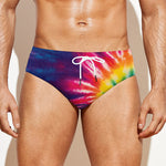 Rainbow Tie Dye Print Men's Swim Briefs
