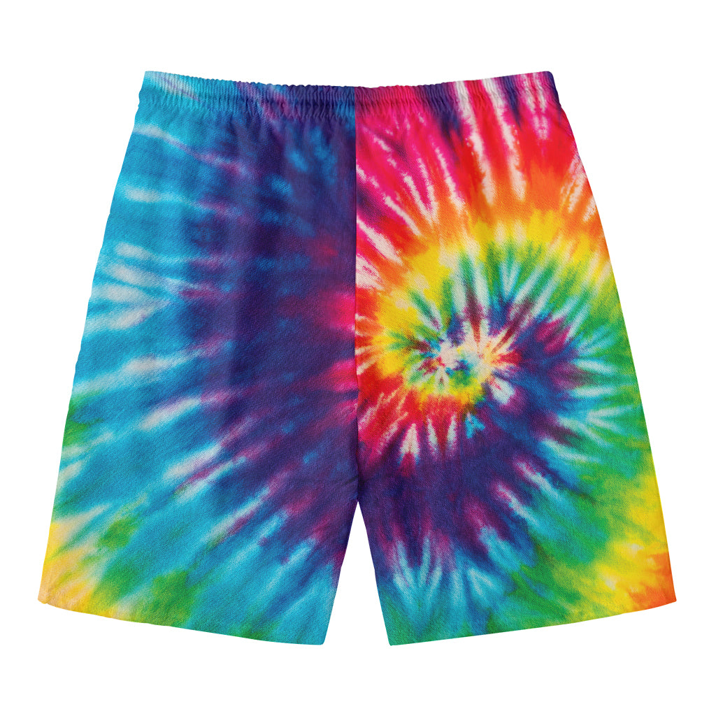 Rainbow Tie Dye Print Men's Swim Trunks