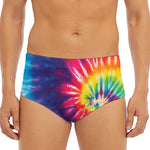 Rainbow Tie Dye Print Men's Triangle Swim Briefs