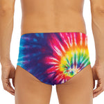 Rainbow Tie Dye Print Men's Triangle Swim Briefs