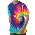 Rainbow Tie Dye Print Men's Velvet T-Shirt
