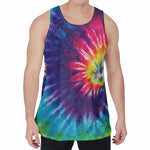 Rainbow Tie Dye Print Men's Velvet Tank Top