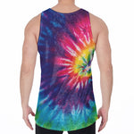Rainbow Tie Dye Print Men's Velvet Tank Top