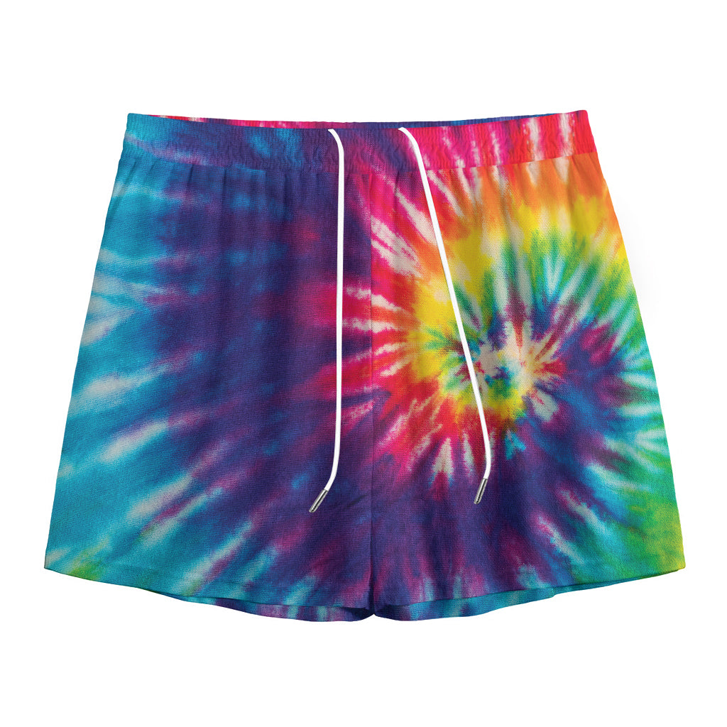 Rainbow Tie Dye Print Mesh Shorts