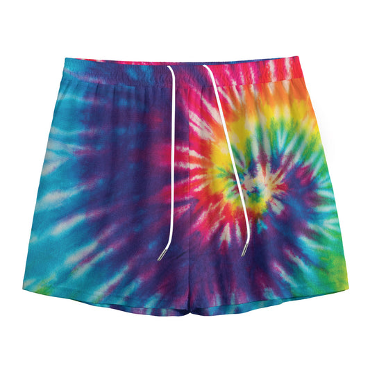 Rainbow Tie Dye Print Mesh Shorts