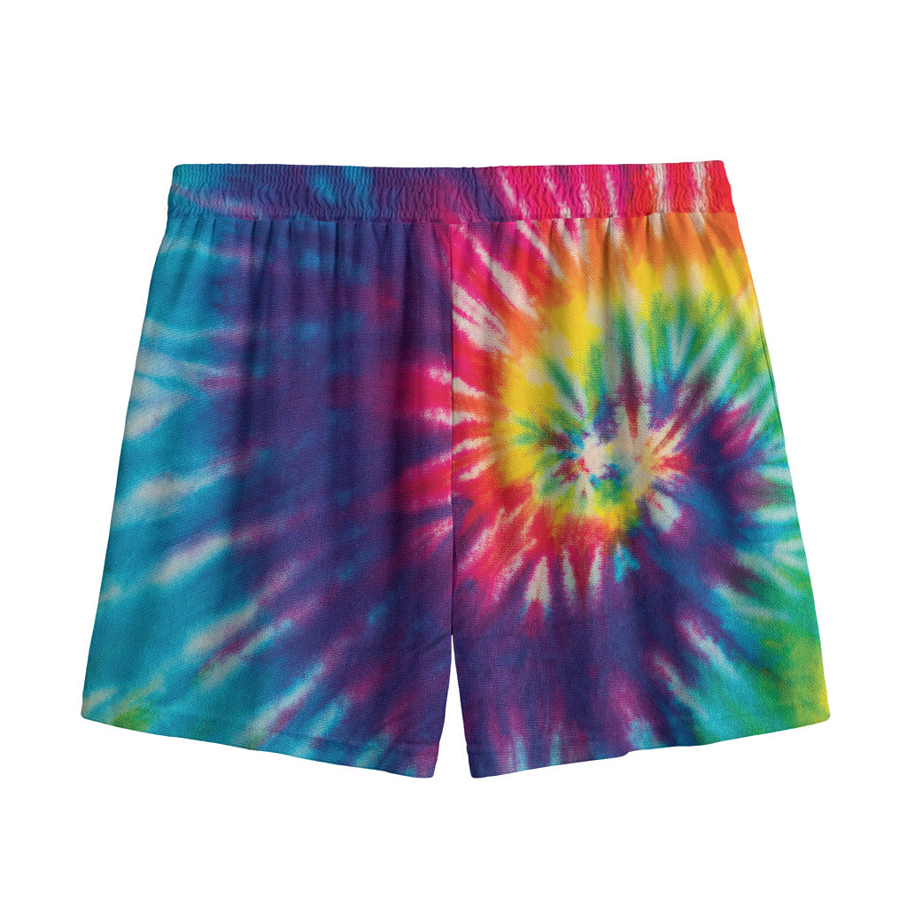 Rainbow Tie Dye Print Mesh Shorts