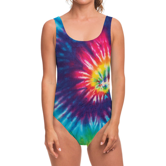 Rainbow Tie Dye Print One Piece Swimsuit