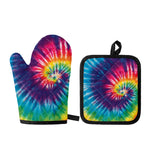 Rainbow Tie Dye Print Oven Mitt And Pot Holder Set