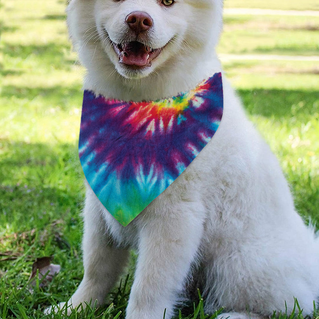 Rainbow Tie Dye Print Over The Collar Dog Bandana