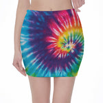 Rainbow Tie Dye Print Pencil Mini Skirt