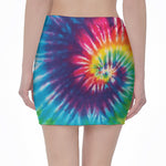 Rainbow Tie Dye Print Pencil Mini Skirt