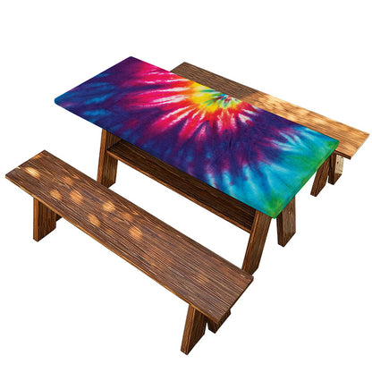 Rainbow Tie Dye Print Picnic Table Cover