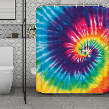 Rainbow Tie Dye Print Polyester Shower Curtain