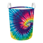 Rainbow Tie Dye Print Round Laundry Basket