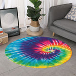 Rainbow Tie Dye Print Round Rug