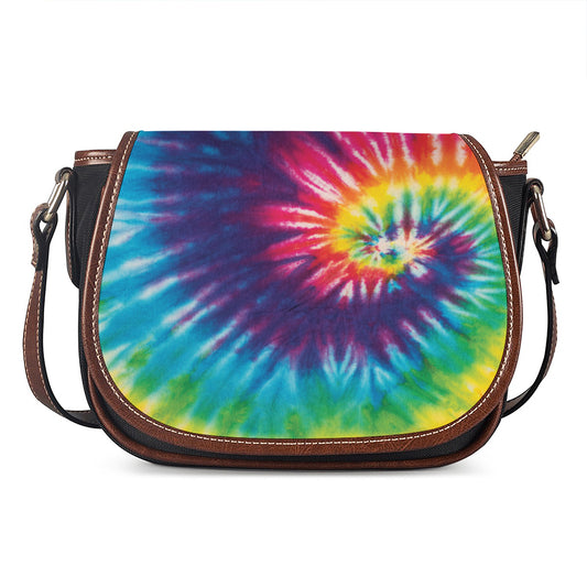 Rainbow Tie Dye Print Saddle Bag