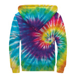 Rainbow Tie Dye Print Sherpa Lined Zip Up Hoodie