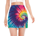 Rainbow Tie Dye Print Side Slit Mini Skirt