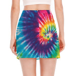 Rainbow Tie Dye Print Side Slit Mini Skirt