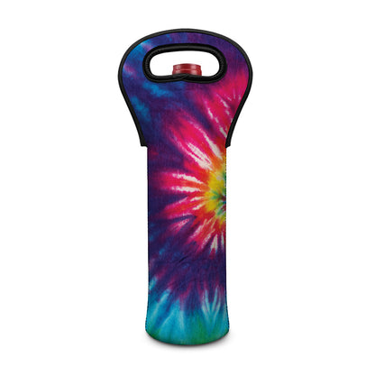 Rainbow Tie Dye Print Single Neoprene Wine Tote