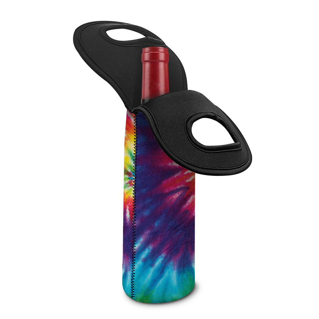 Rainbow Tie Dye Print Single Neoprene Wine Tote