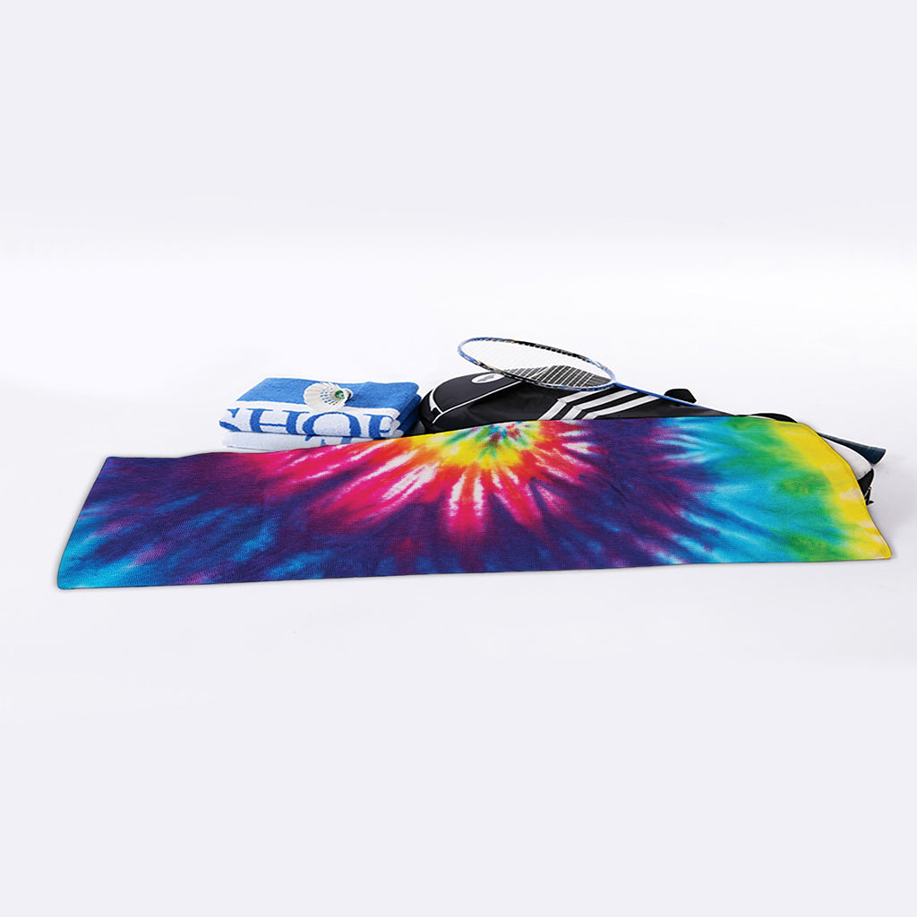 Rainbow Tie Dye Print Sports Towel