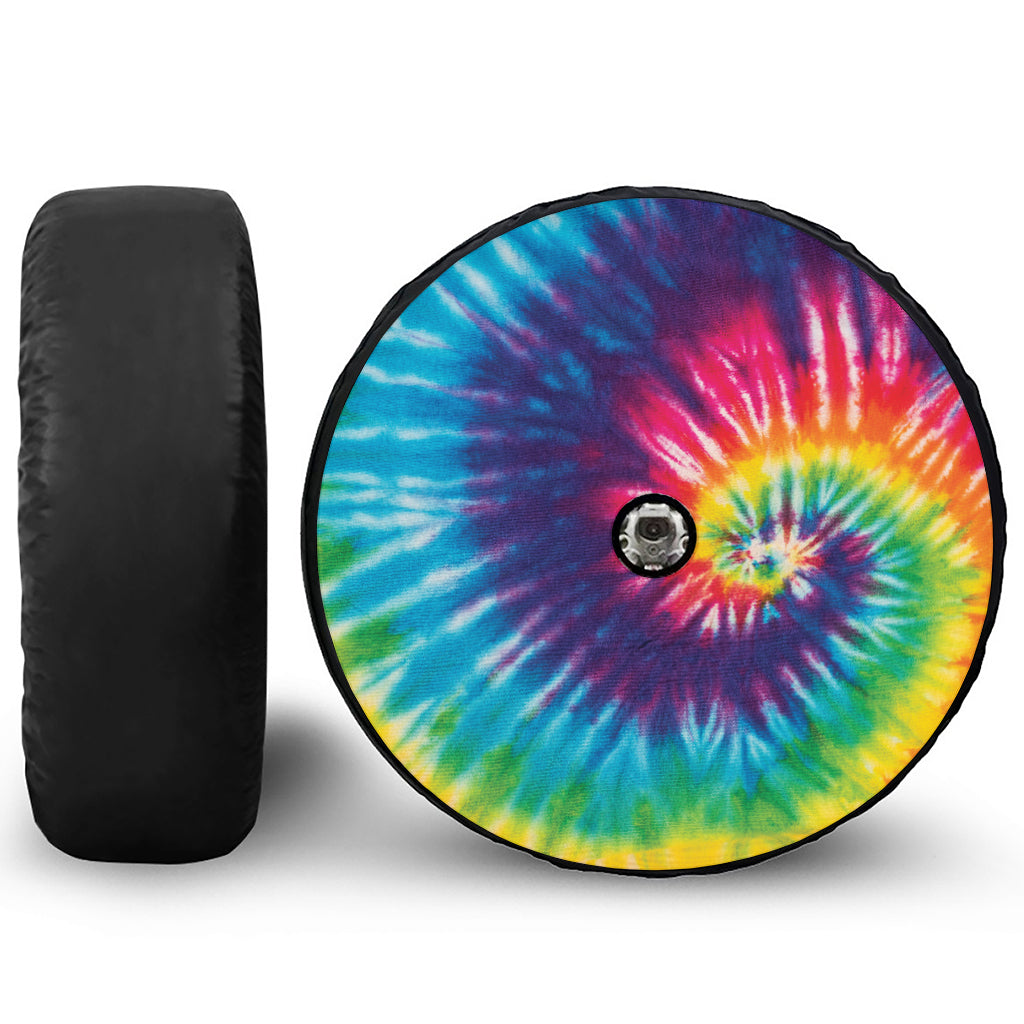 Rainbow Tie Dye Print Tire Cover With Camera Hole