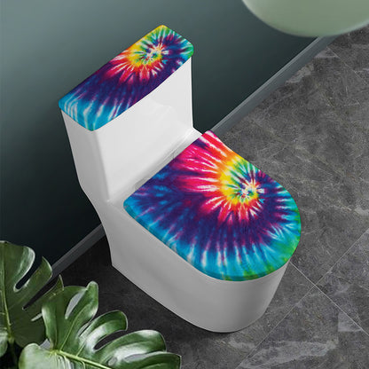 Rainbow Tie Dye Print Toilet Lid And Tank Cover Set