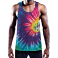 Rainbow Tie Dye Print Men's Workout Tank Top