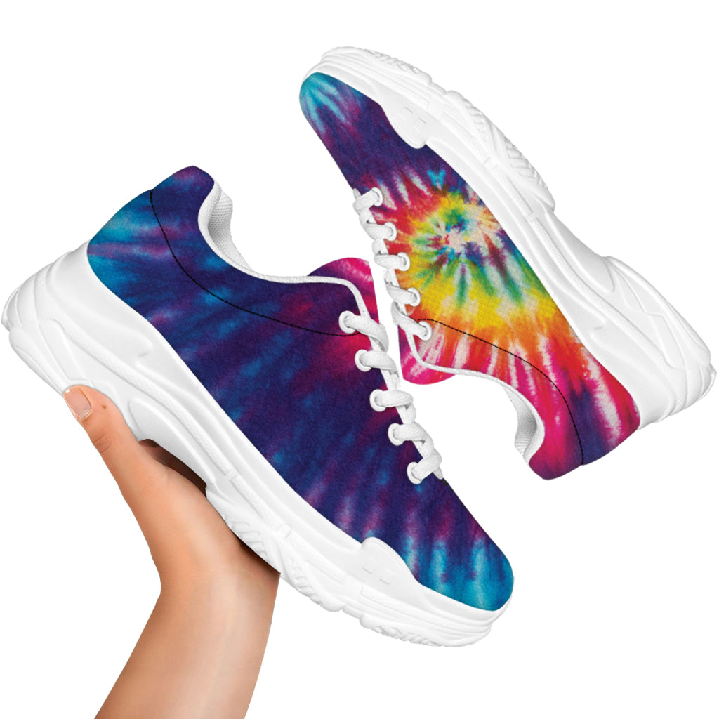 Rainbow Tie Dye Print White Chunky Shoes