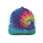Rainbow Tie Dye Print White Mesh Trucker Cap