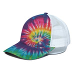 Rainbow Tie Dye Print White Mesh Trucker Cap