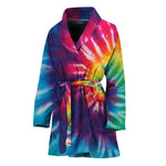 Rainbow Tie Dye Print Women's Bathrobe