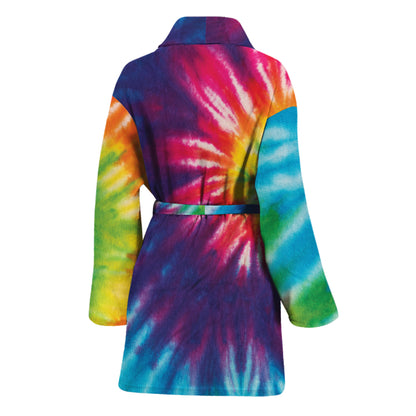 Rainbow Tie Dye Print Women's Bathrobe