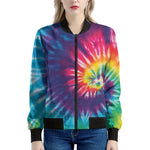 Rainbow Tie Dye Print Women's Bomber Jacket