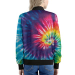 Rainbow Tie Dye Print Women's Bomber Jacket