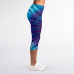 Rainbow Tie Dye Print Women's Capri Leggings