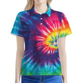 Rainbow Tie Dye Print Women's Polo Shirt