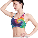 Rainbow Tie Dye Print Women's Sports Bra