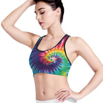 Rainbow Tie Dye Print Women's Sports Bra