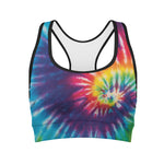 Rainbow Tie Dye Print Women's Sports Bra