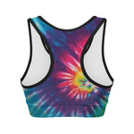 Rainbow Tie Dye Print Women's Sports Bra