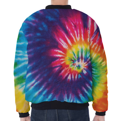 Rainbow Tie Dye Print Zip Sleeve Bomber Jacket