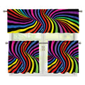 Rainbow Torus Psychedelic Print 3 Piece Kitchen Curtains